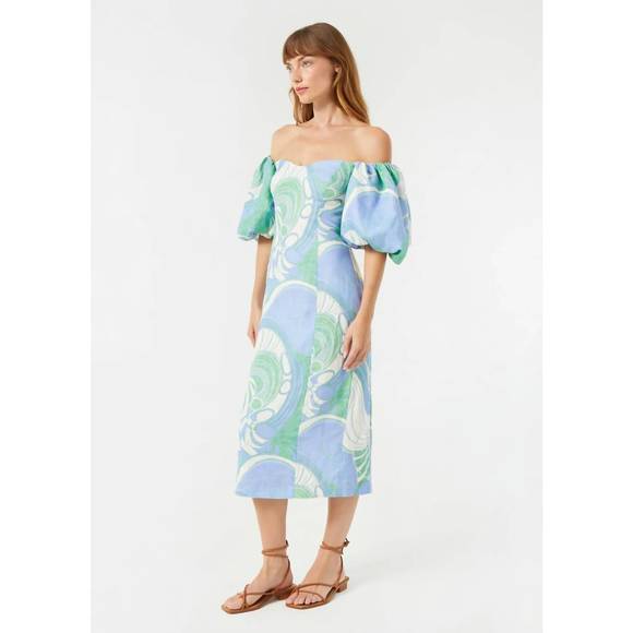 NEW RHODE karima dress in periwinkle deco surf grande - Picture 3 of 3